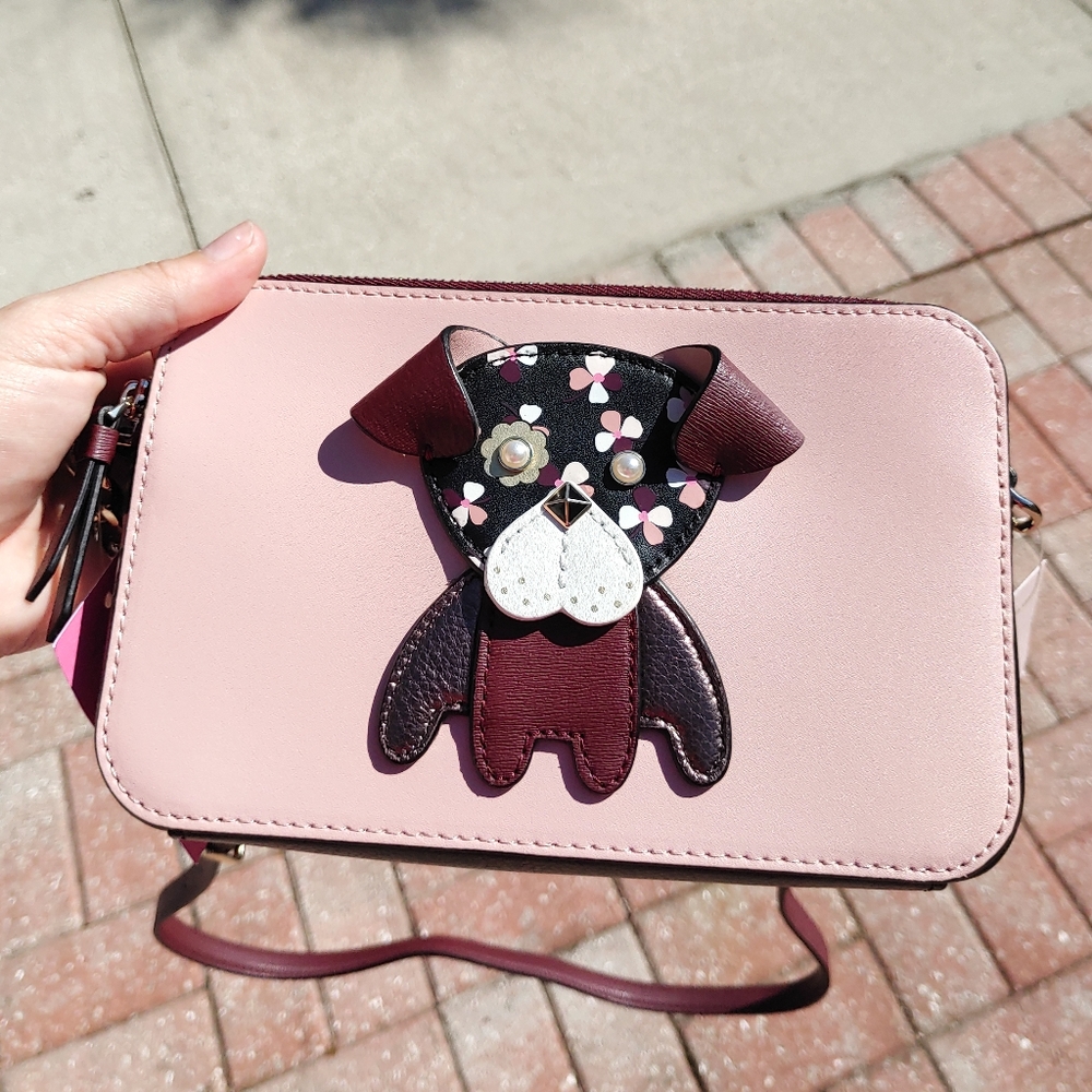 Kate Spade Floral Pup Double Zip Small Crossbody - Picture 2 of 12